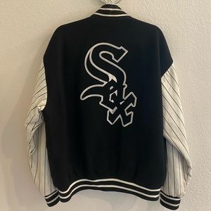 JH Design White Sox Reversible Wool & Leather Bomber Jacket